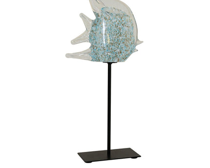 Decoratief blauw glas en transparant metaal