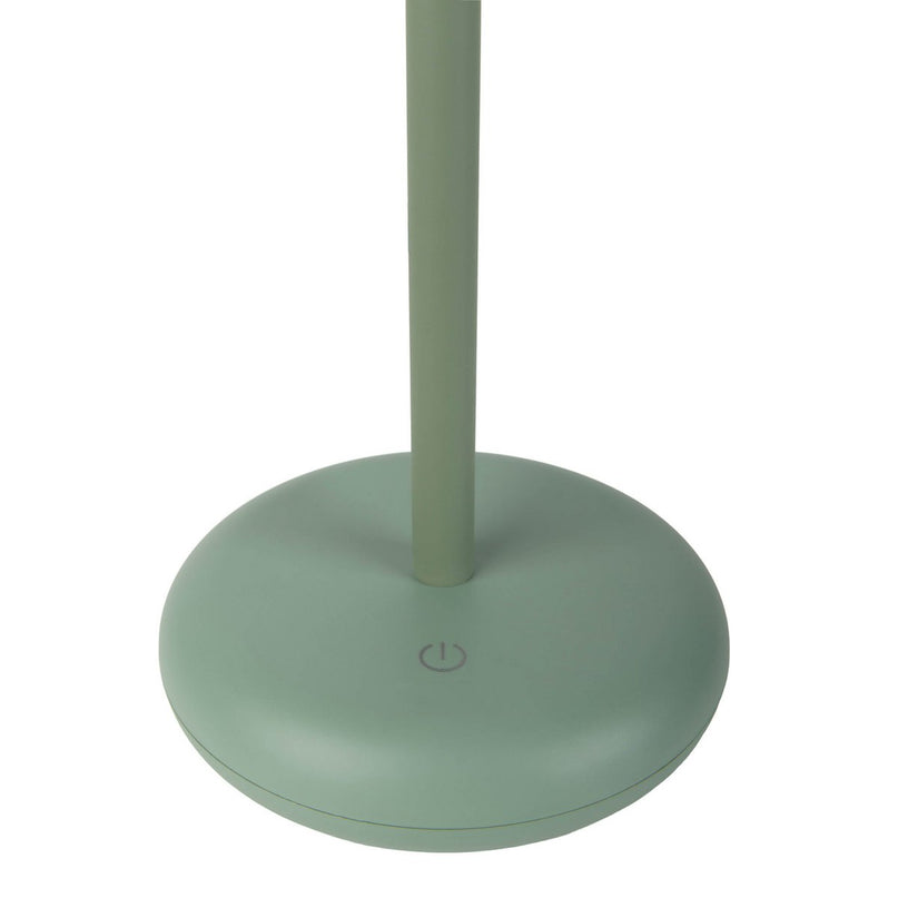 Noteloze tabletlamp "PASI" voor buiten en binnen, gemaakt van metaal en plastic in mint, dimbaar, met aanraking en geheugenfunctie, ca. 26 cm hoog