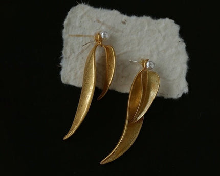 Vintage stijl gouden blad oorbellen