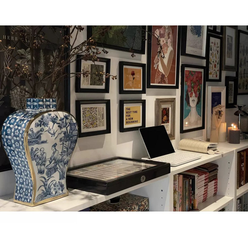 Nieuwe Chinese stijl, oosterse Parijse Delfts blauwe porselein vazen/lage stijl