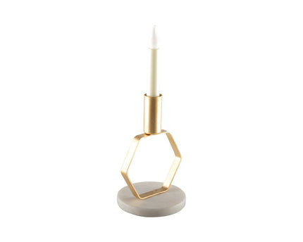 Mat ecoto gouden kandelaar marmersteun h.17 cm