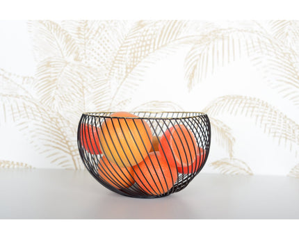 Zwart fruit gesneden gouden rand 22,5x22.5x14,5 cm