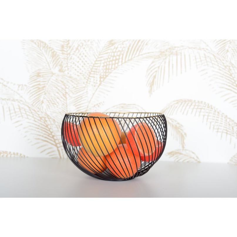 Zwart fruit gesneden gouden rand 22,5x22.5x14,5 cm