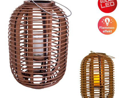 Decollicht "Korbinian" inclusief Solar Led Candle voor tuin en terras, zonnelamp gemaakt van bruin rotan, hoogte 32 cm