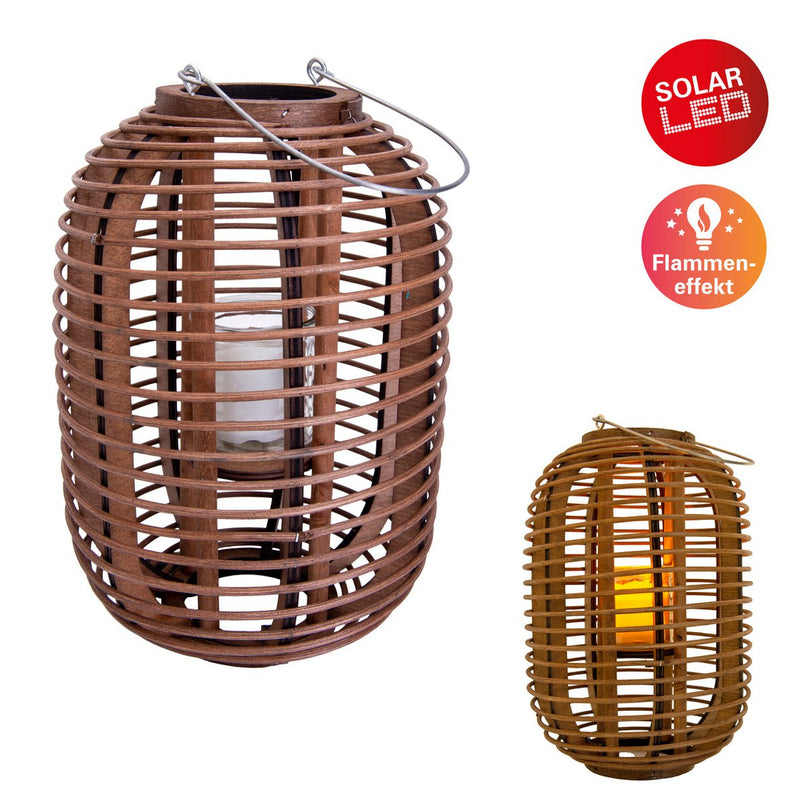 Decollicht "Korbinian" inclusief Solar Led Candle voor tuin en terras, zonnelamp gemaakt van bruin rotan, hoogte 32 cm
