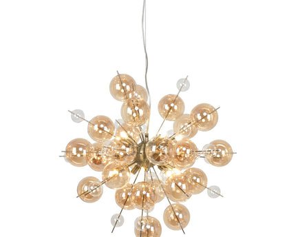Hanger lamp "explosie" barnsteen gemaakt van metaal en glas, G9 -versies, hangende lamp voor eetkamer, woonkamer, gang of kantoor, hangende lamp ØCA. 65 cm