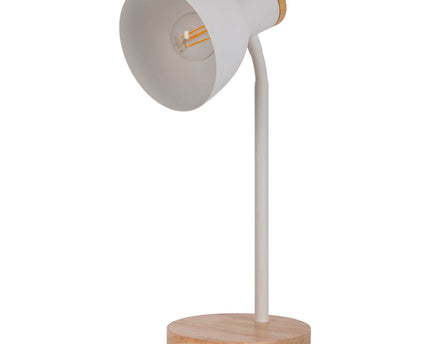 "Marie" bureaulamp gemaakt van metaal en hout, E14, wit, 36,5 cm hoog
