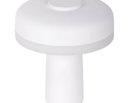 Draadloos tafellicht "Pilu", 16,5 cm hoog, boven Ø van 15 cm, metaal in wit, wit plastic, geïntegreerde LED's, 280 lumen, dimpelbaar door aanraaksensor, warm wit wit