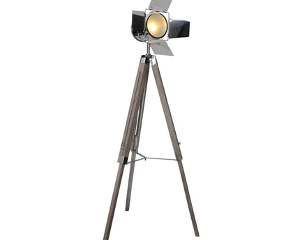 Staande lamp driekbende "Holly" gemaakt van donkere natuur met een E27-versie, 100-140 cm hoog, lamp voor woonkamer, eetkamer of kantoor