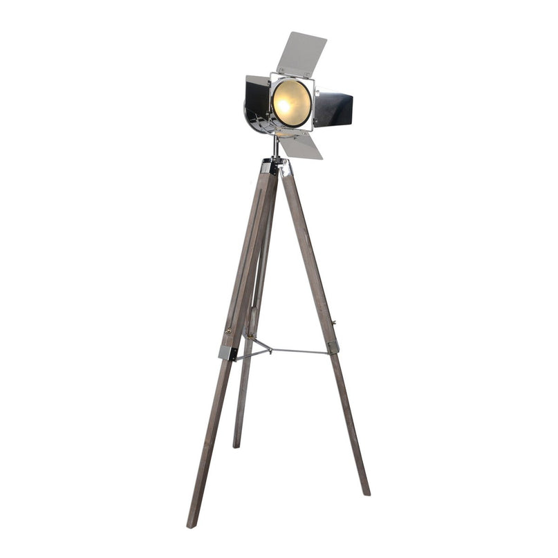 Staande lamp driekbende "Holly" gemaakt van donkere natuur met een E27-versie, 100-140 cm hoog, lamp voor woonkamer, eetkamer of kantoor