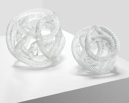 Groot geknoopt glassculptuur (L) Diameter 20cm