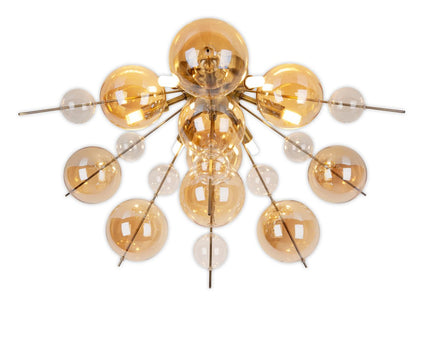 Plafondlamp "explosie" Amber gemaakt van metaal en glas, G9 -versies, plafondlamp voor eetkamer, woonkamer, gang of kantoor, Ø57 cm