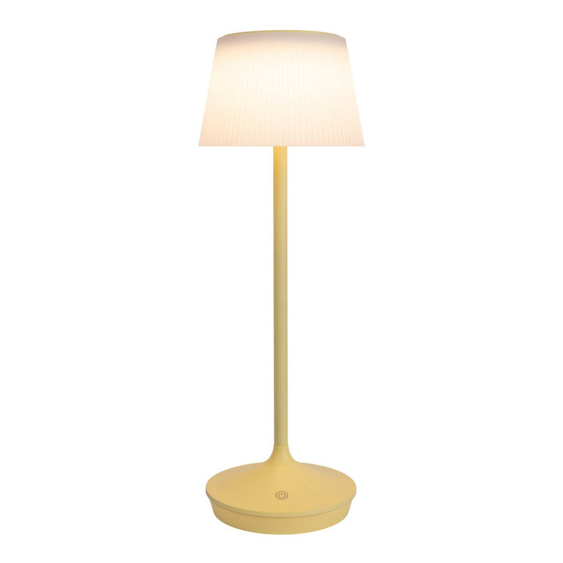 Zonne -batterijlamp "EMMI" 38 cm hoog, paraplu Ø 13 cm, metaal in geel en wit plastic, voor de buitenruimte, dimable CCT.