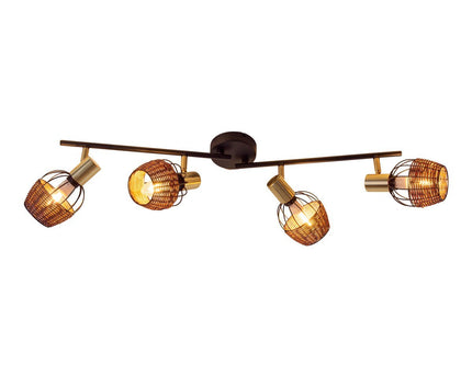 4 plafondlamp "Corbis", metalen plek in zwart en goud, met E14 -aansluiting, voor eetkamer, woonkamer, gang of kantoor, plafondlamp, 78 cm lang