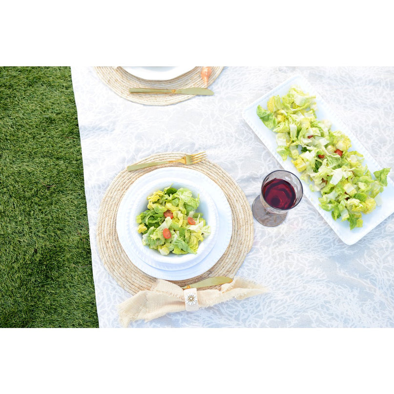Witte melamine holle plaat bord touw 20x20x5.5 cm