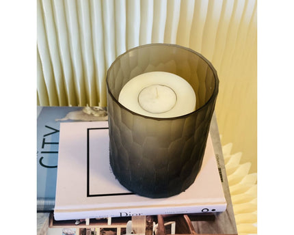 THEELICHTHOUDER (handgeslepen glazen pot)