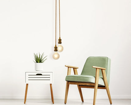 Metalen metalen Baldachin met 2 personen "Ontario" Decoratieve hanglamp gemaakt van metaal in alt-messing en jute, E27-versies, verlichting voor woonkamers of kantoor.