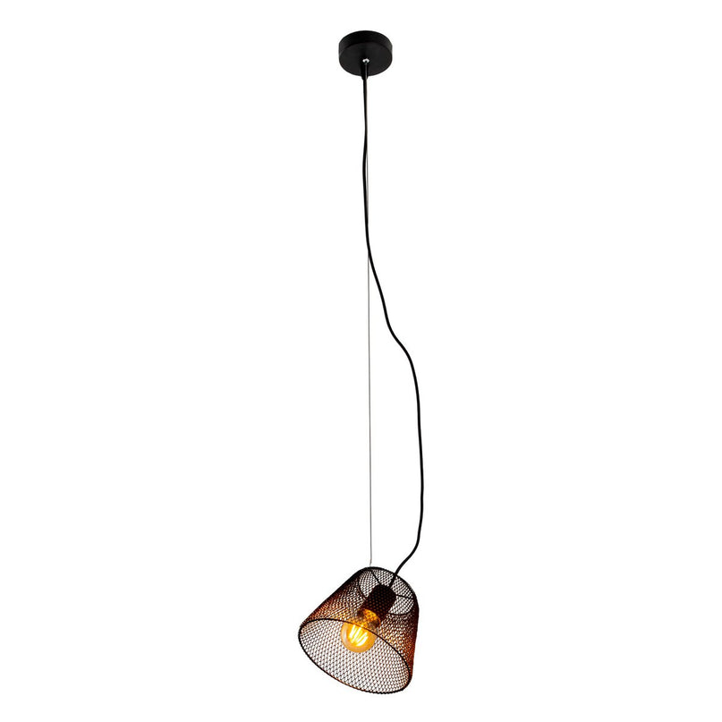 Hanger Lamp "Korie", metalen hanglamp in het zwart, met E27 -aansluiting, Ø20cm, voor woonkamer en kantoor.