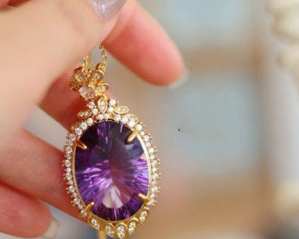 Koninklijke stijl amethist grote hangketting