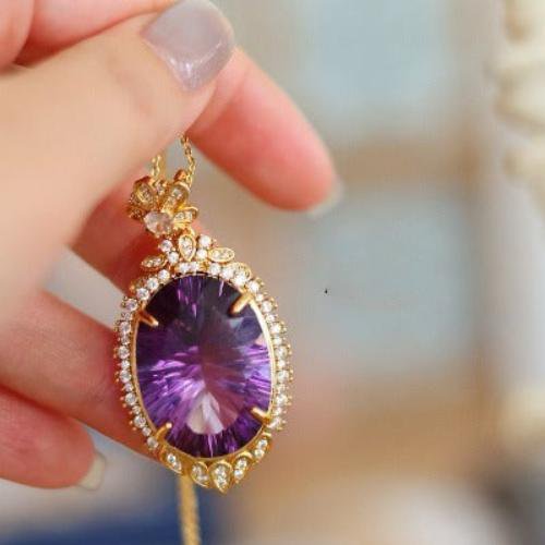 Koninklijke stijl amethist grote hangketting