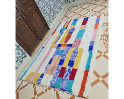 Authentiek zuiver wollen Berber vloerkleed 165 x 260 cm