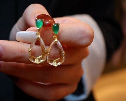 Fancy Clear Quartz Crystal Waterdrop oorbellen