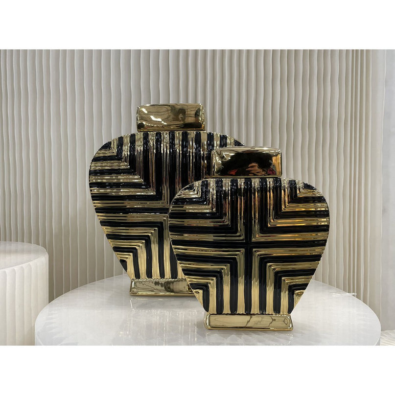 Prachtige gouden en zwarte kunstdecor geïnspireerde pot