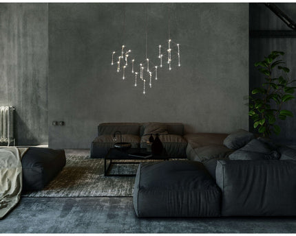 Led hanger lamp "Araneus" metaal en plastic in chroom, met stevig ingebouwde leds, 80 cm lang, verlichting voor woonkamer, eetkamer of kantoor