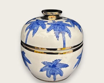 Porseleinen vaas met Delfts blauw en kokospalm (For Kitchen Home)