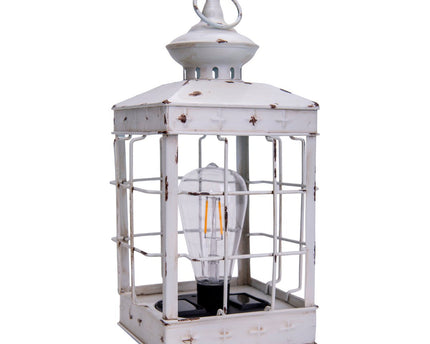 LED Decoratie Solar Light Lantern 31,5 cm hoog, antiek wit, gemaakt van metaal en plastic, LED geïntegreerd, voor buiten