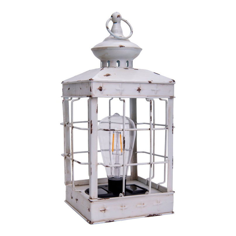 LED Decoratie Solar Light Lantern 31,5 cm hoog, antiek wit, gemaakt van metaal en plastic, LED geïntegreerd, voor buiten