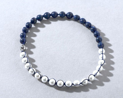 Minimalistische maar dikke Lapislazuli parel kralen ketting