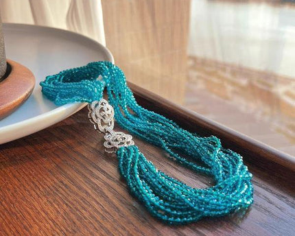 Gevlochten choker met cat's oogstenen kralen - Camille sluiting