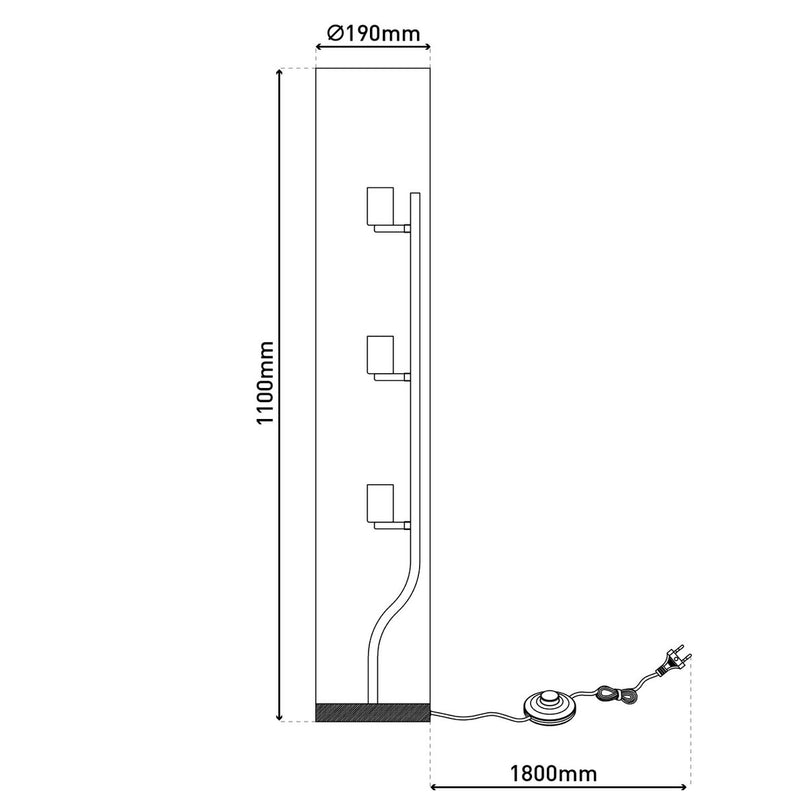 Staande lamp "Beate" Gray gemaakt van metaal en een tekstblazer in grijs, E27 -aansluiting, vloerlamp voor eetkamer, woonkamer, gang of kantoor, ca.
