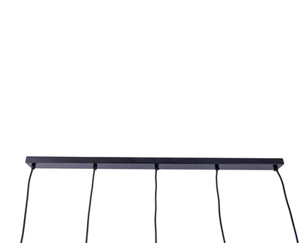 5 hanger lamp "foro" retro hanger lamp gemaakt van metaal in zwart en goud met E27 -versies, 96 cm lang. Stijlvolle verlichting voor woonkamer, eetkamer of keuken.