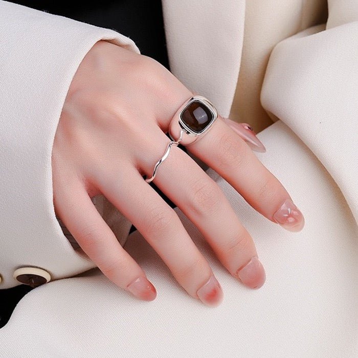 Vetgedrukte band met vierkante rokerige kwarts-aanpasbaar