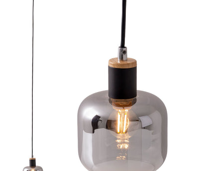 1-pendelende lamp "fumoso", hanglamp gemaakt van metaal en glas in zwart, met E14-aansluiting, voor eetkamer, woonkamer, gang of kantoor, hangende lamp 80 x 20 cm