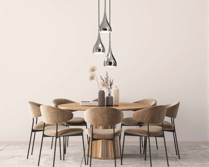 3-be hanger licht "stijl", retro klassieke hanglamp gemaakt van chroom-glanzend metaal met E27-frames, paraplu Ø16 cm, totaal Ø30 cm, ideaal voor eetkamer, woonkamer en keuken.