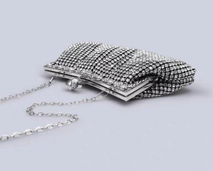 Luxe clutch met diamantlook, goud en zilver