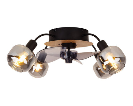 Plafondlamp inclusief ventilator "fumoso", in zwart, bruin en natuur, voor E27, Ø 51 cm