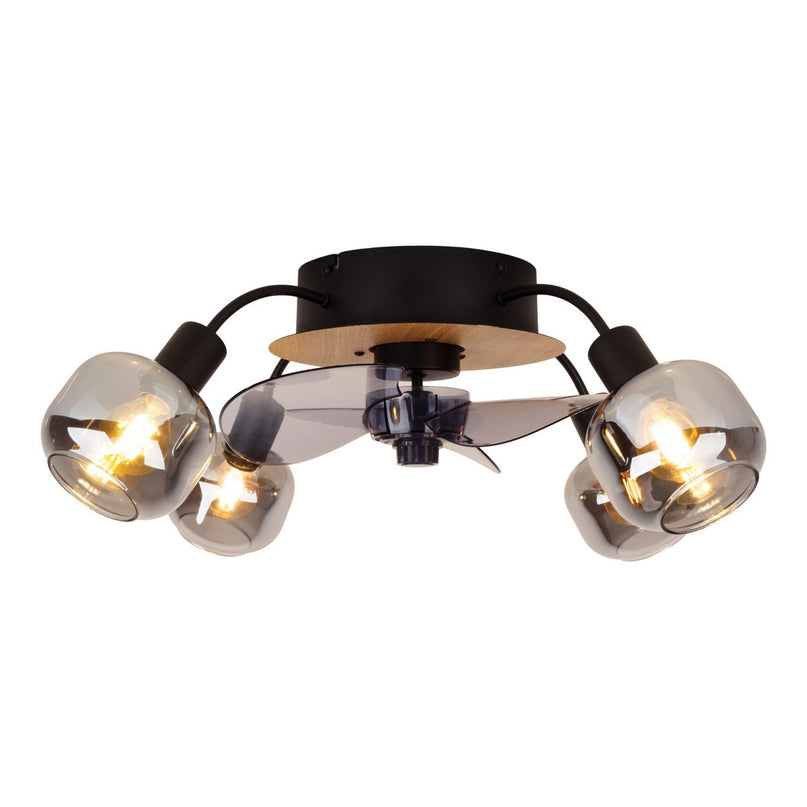 Plafondlamp inclusief ventilator "fumoso", in zwart, bruin en natuur, voor E27, Ø 51 cm