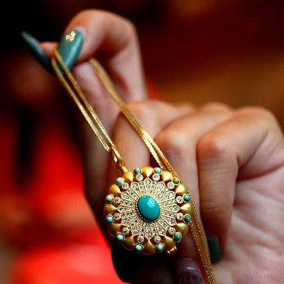 Tibetaanse turquoise Gau gebedsdoos hanger ketting