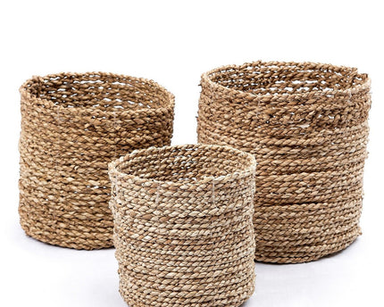 Kleine Zeegras Mand BHINNEKA | Plantenmand | Geweven Boho Mand | Plantenbak | Decoratieve mand | Kleine Opbergmand | Ronde bloemenmand