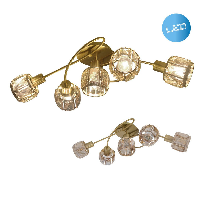 5-geleide plafondlamp "Josefa", metalen plafondlamp in goud, met E14-aansluiting, voor eetkamer, woonkamer, hal of kantoor, lamp voor woonkamer, eetkamer, hal of hal, 61 x 36 x 21 cm