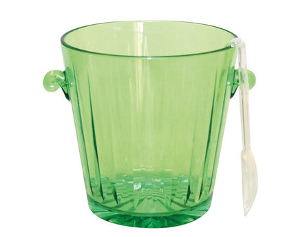 Groene ijsemmer met transparante tang 16.6x16.6x17cm