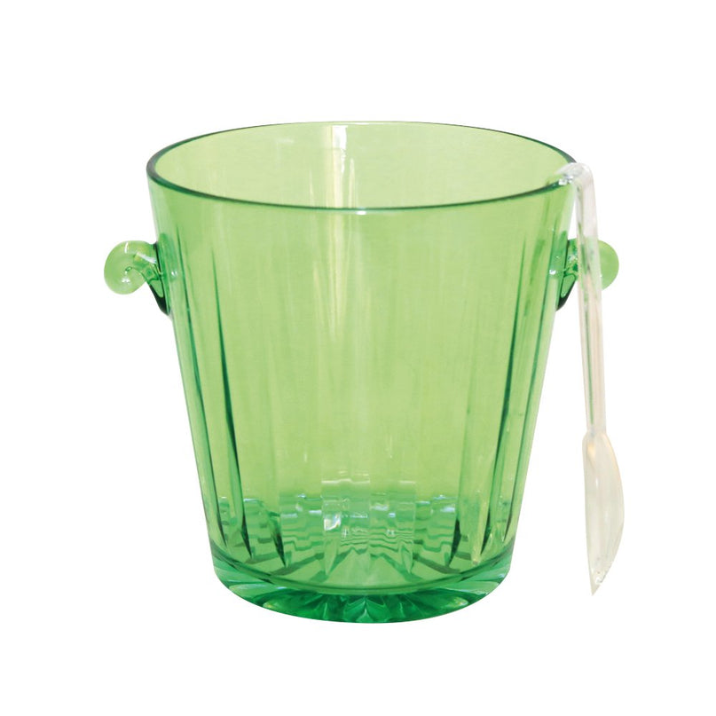 Groene ijsemmer met transparante tang 16.6x16.6x17cm