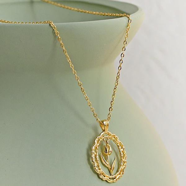 Moderne Vintage Tulpenketting - Goud vermeil