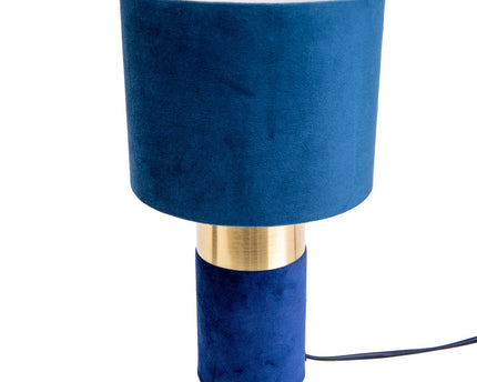 Tafellamp "bordo" 32 cm hoog gemaakt van metaal en velours in goud en blauw, met E14 -versie, lamp voor eetkamer, woonkamer, gang of kantoor