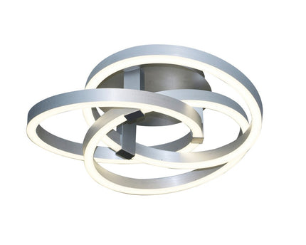 Smart Home LED plafondlicht "Divora" Ø 58 cm, plafondlamp gemaakt van metaal, aluminium geborsteld en wit plastic, met veel functies, stevig gebouwd -in LED's, verlichting voor woonkamer, eetkamerkantoor of gang