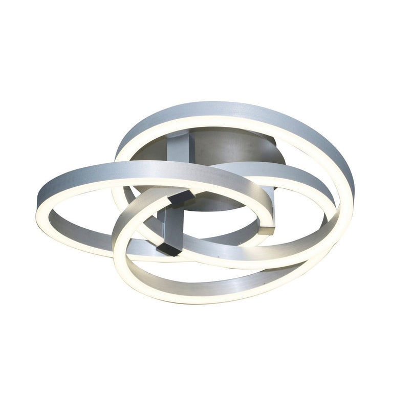 Smart Home LED plafondlicht "Divora" Ø 58 cm, plafondlamp gemaakt van metaal, aluminium geborsteld en wit plastic, met veel functies, stevig gebouwd -in LED's, verlichting voor woonkamer, eetkamerkantoor of gang